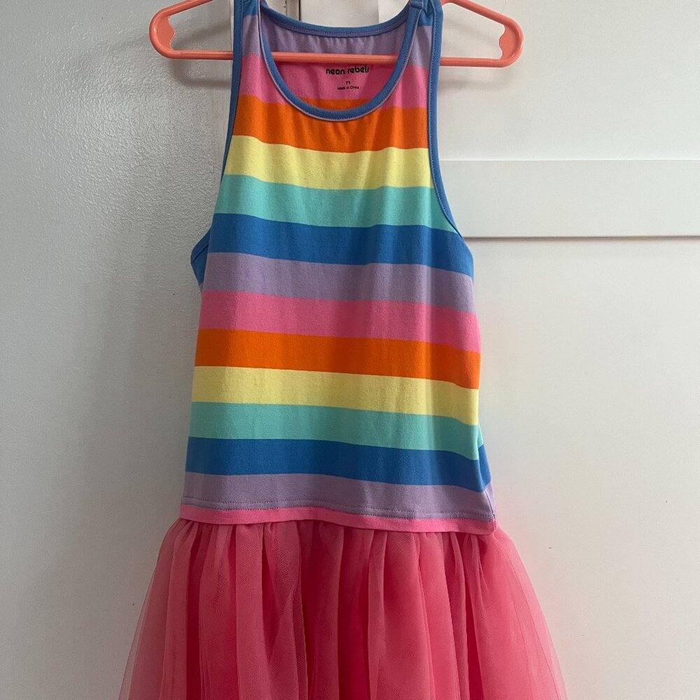 Rainbow striped tutu dress